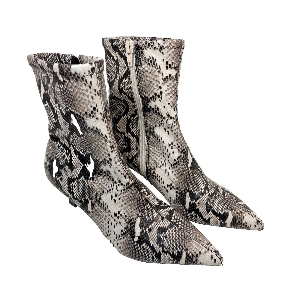Abound Ankle Booties Snake Print Kitten Heel 9 Pointed Toe Fashion Boots NEW